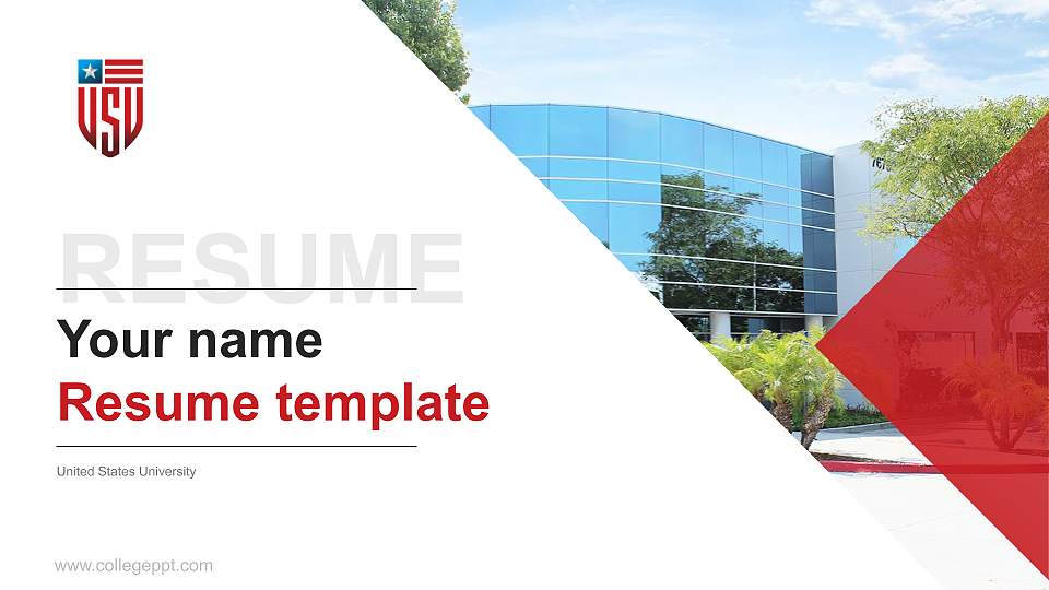 United States University Resume PPT Template16:9 ratio PPT effect preview image