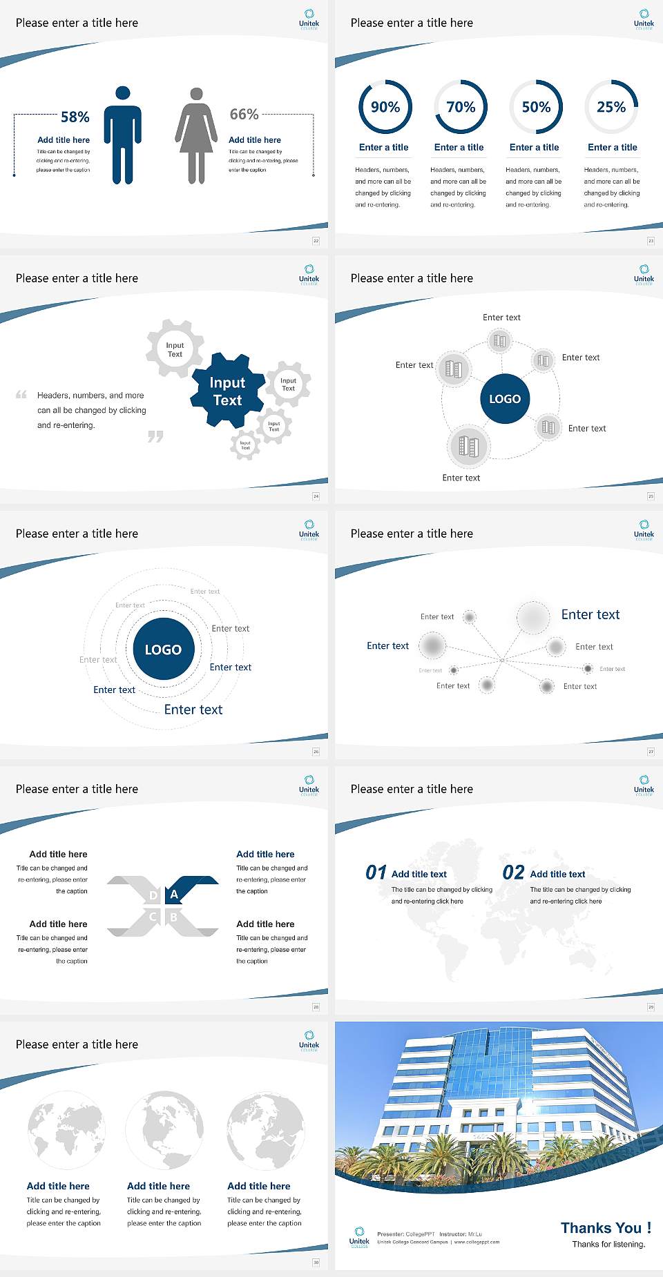 Unitek College Concord Campus Course/Courseware Creation PPT Template4:3 ratio PPT effect preview image4