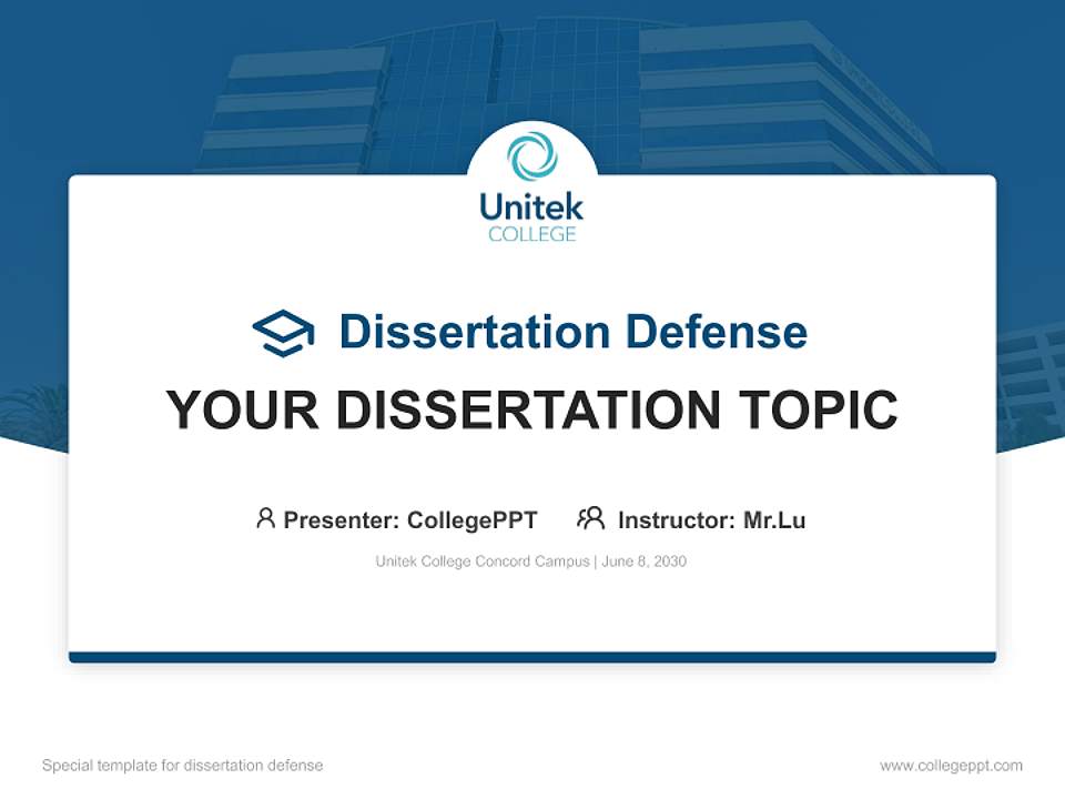 Unitek College Concord Campus Graduation Thesis Defense PPT Template4:3 ratio PPT effect preview image7