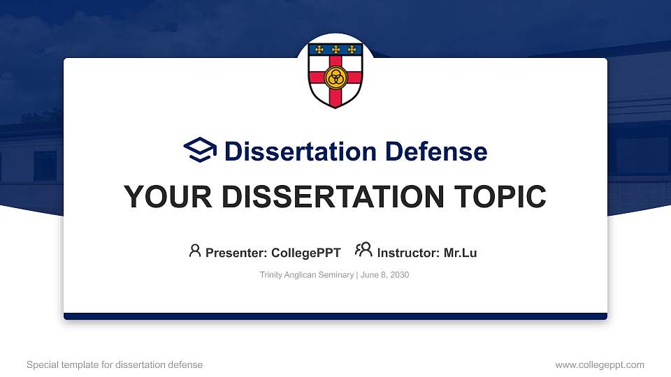 Trinity Anglican Seminary Graduation Thesis Defense PPT Template16:9 ratio PPT effect preview image