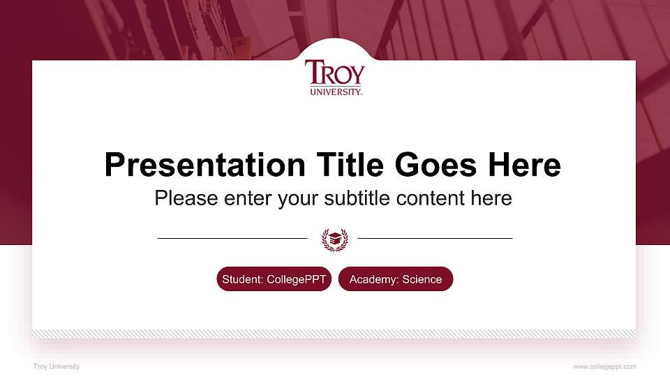 Troy University National Scholarship Defense PPT Template16:9 ratio PPT effect preview image