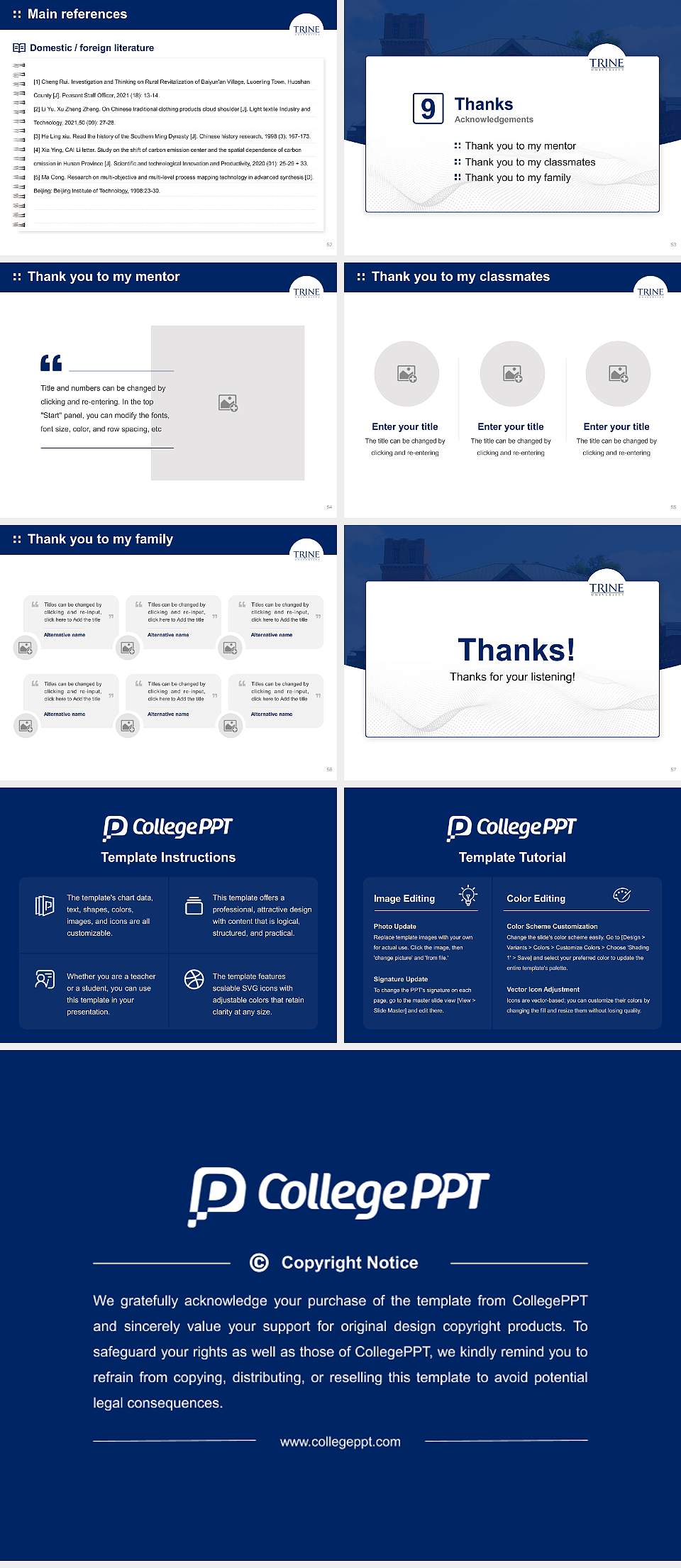 Trine University-Regional Graduation Thesis Defense PPT Template4:3 ratio PPT effect preview image7