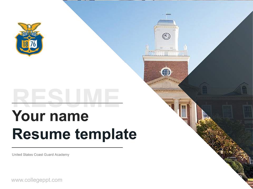 United States Coast Guard Academy Resume PPT Template4:3 ratio PPT effect preview image5