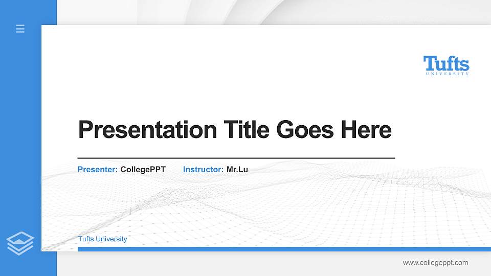 Tufts University Thesis Proposal/Graduation Defense PPT Template16:9 ratio PPT effect preview image