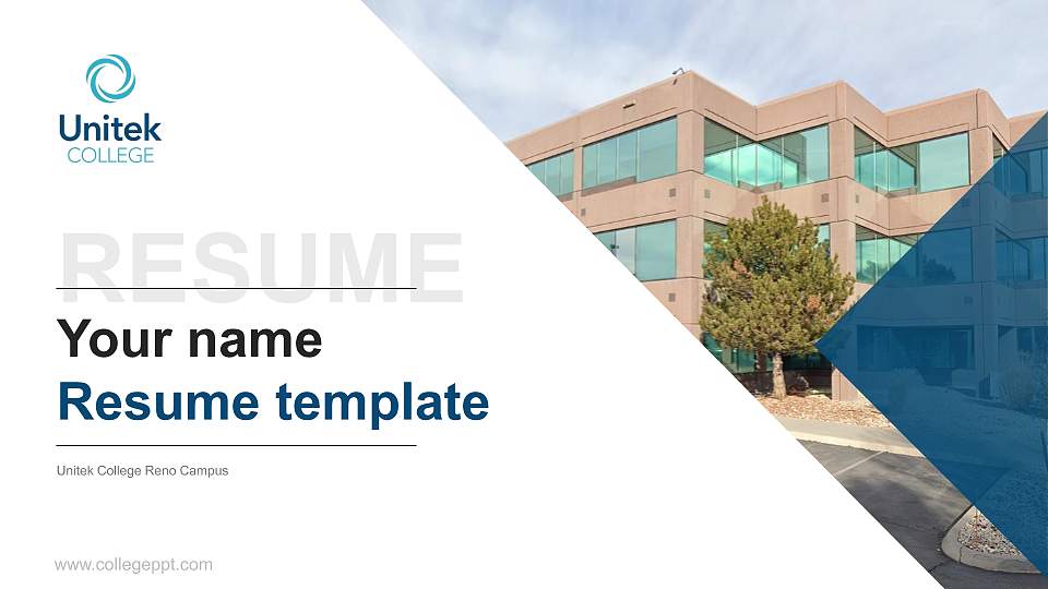 Unitek College Reno Campus Resume PPT Template16:9 ratio PPT effect preview image