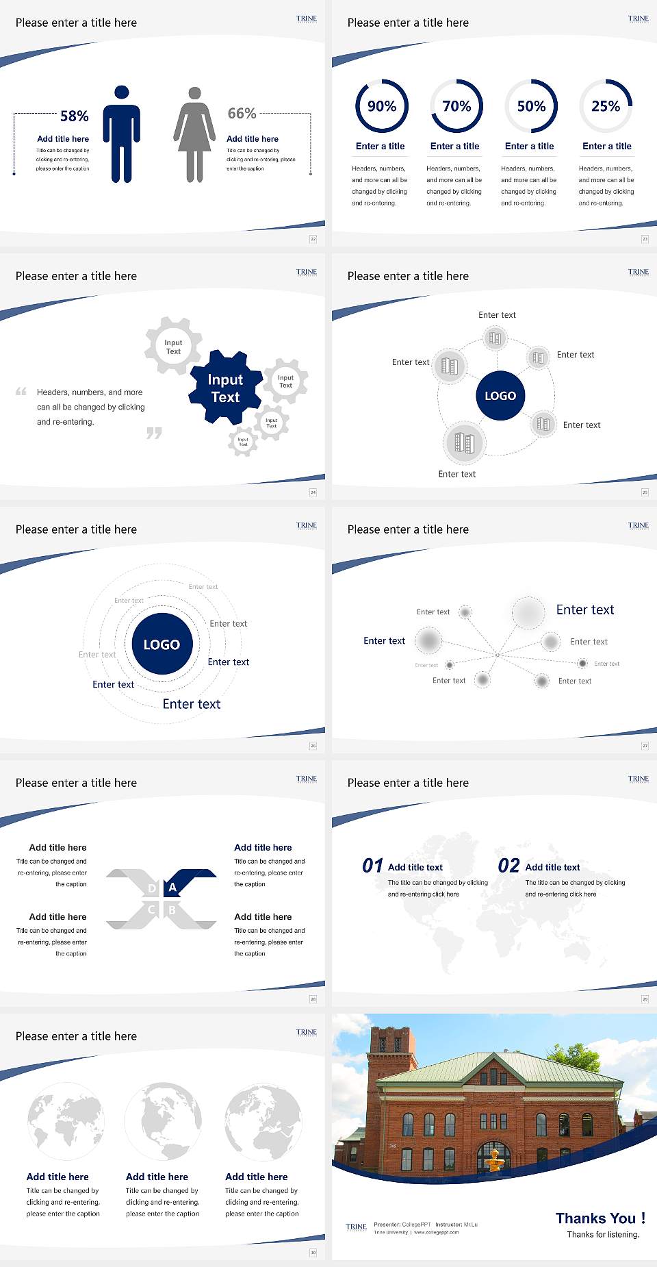 Trine University Course/Courseware Creation PPT Template4:3 ratio PPT effect preview image4