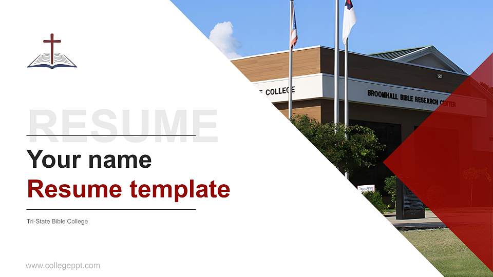 Tri-State Bible College Resume PPT Template16:9 ratio PPT effect preview image