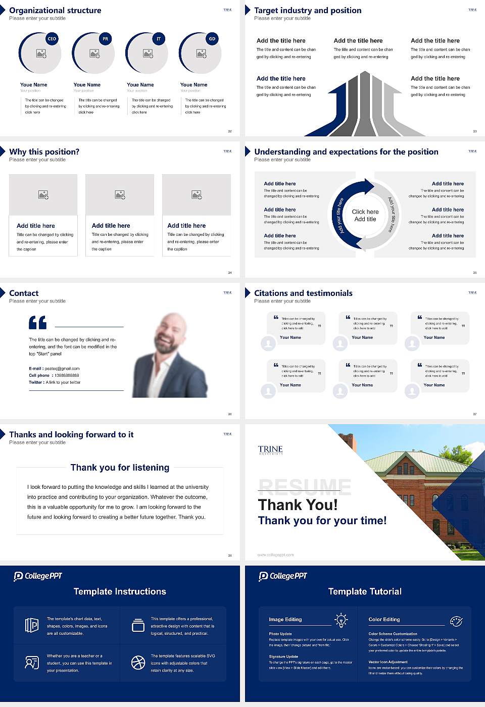 Trine University-Regional Resume PPT Template16:9 ratio PPT effect preview image4