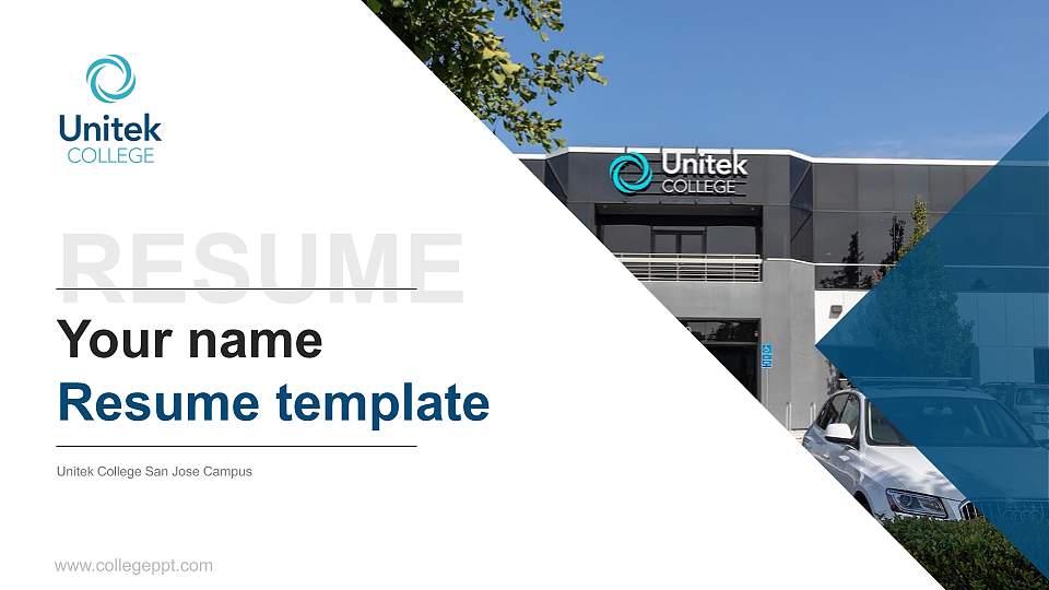 Unitek College San Jose Campus Resume PPT Template16:9 ratio PPT effect preview image