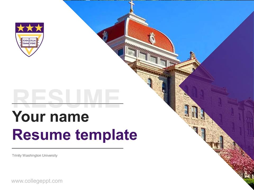 Trinity Washington University Resume PPT Template4:3 ratio PPT effect preview image5