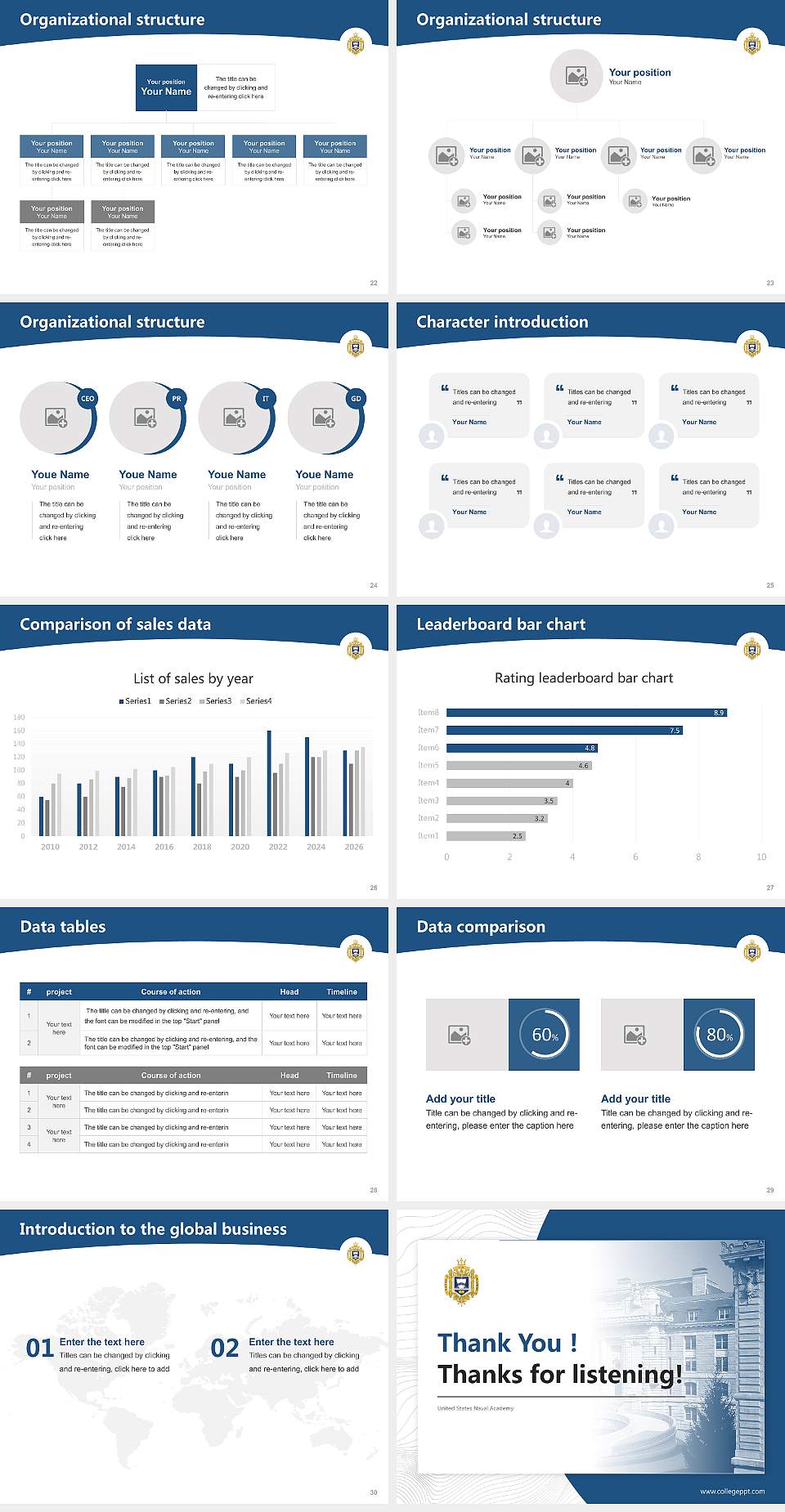 United States Naval Academy Academic Presentation/Research Findings Report PPT Template4:3 ratio PPT effect preview image4