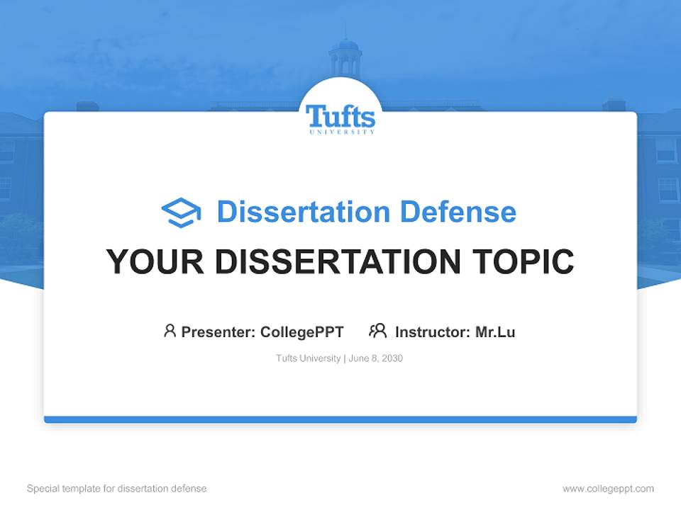 Tufts University Graduation Thesis Defense PPT Template4:3 ratio PPT effect preview image7