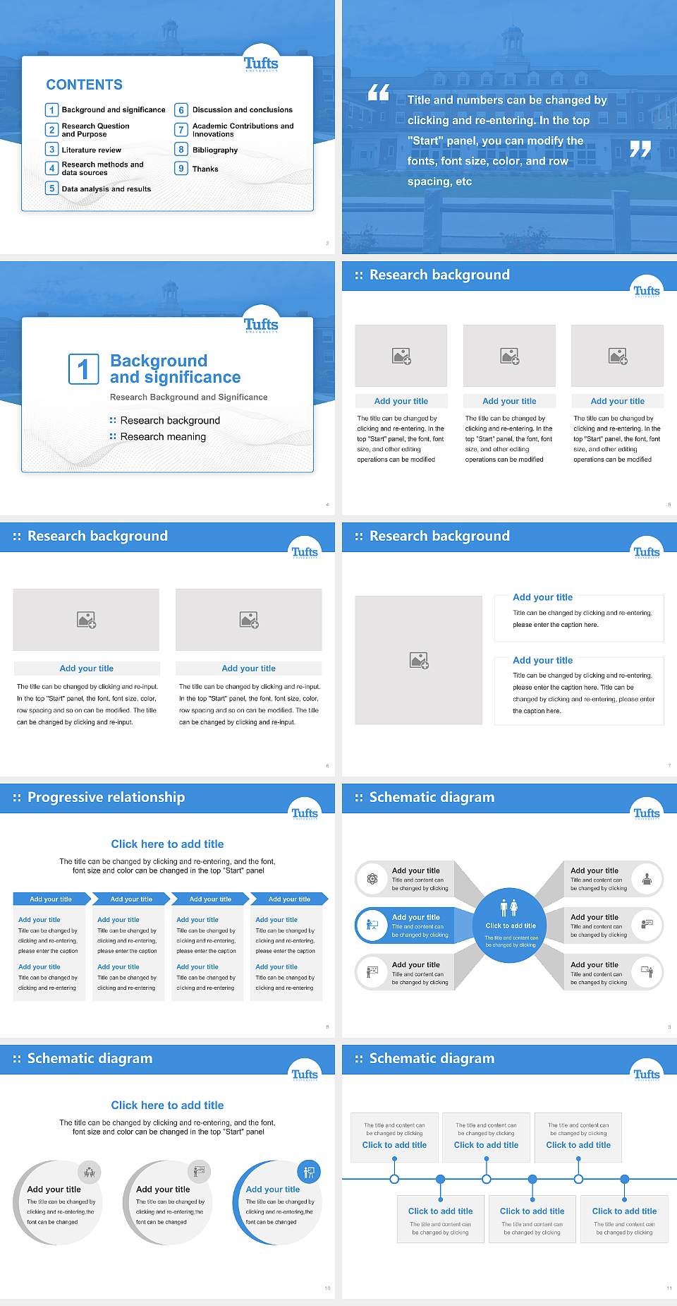 Tufts University Graduation Thesis Defense PPT Template4:3 ratio PPT effect preview image2