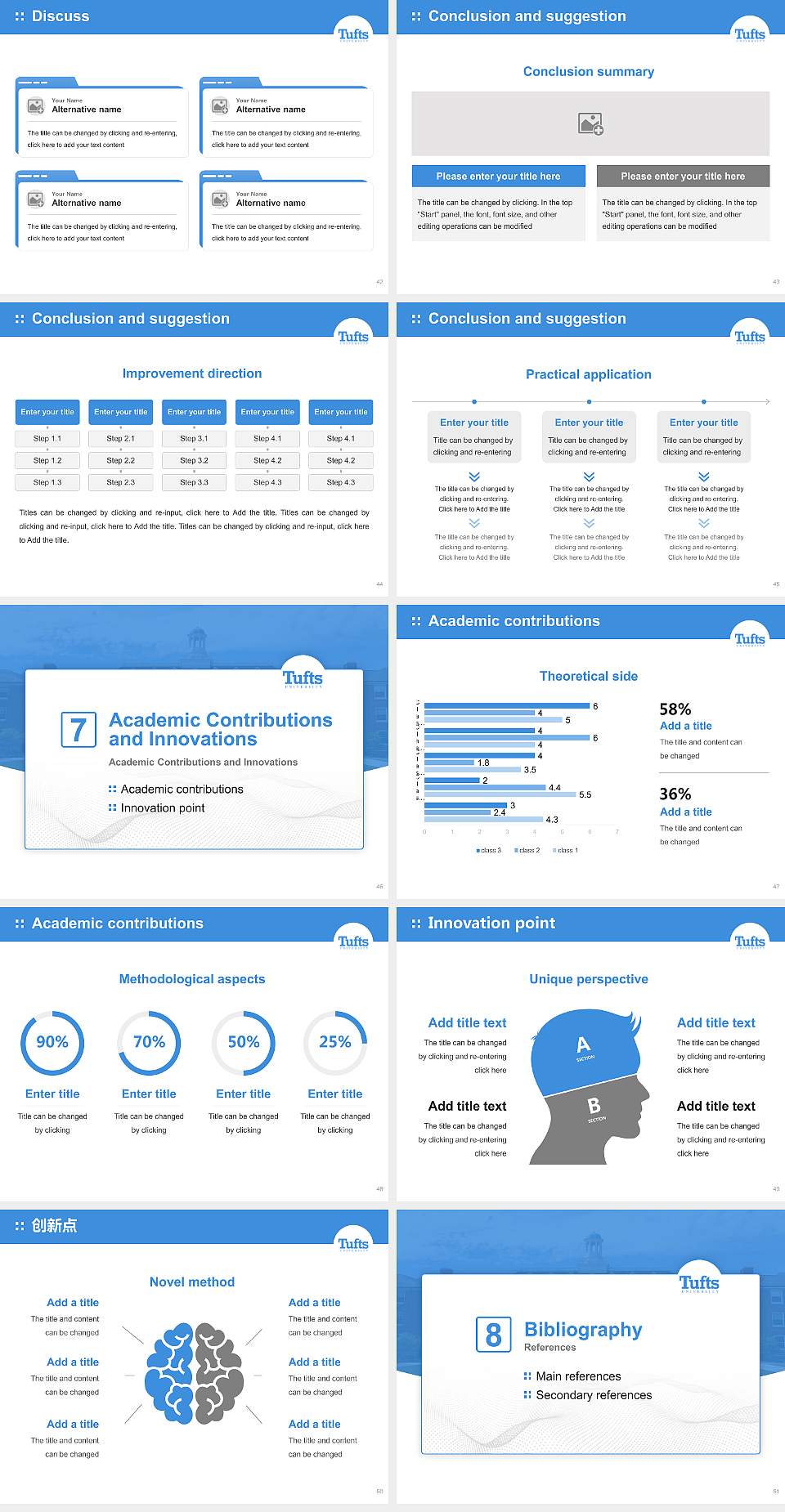 Tufts University Graduation Thesis Defense PPT Template4:3 ratio PPT effect preview image6