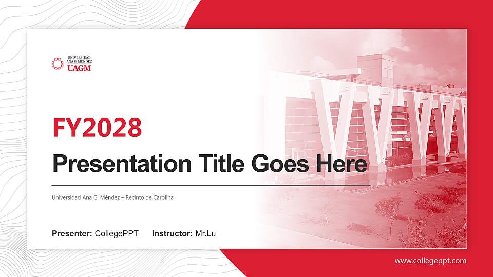 Universidad Ana G. Méndez – Recinto de Carolina Academic Presentation/Research Findings Report PPT Template16:9 ratio PPT effect preview image