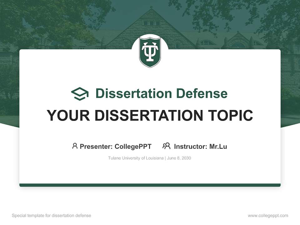 Tulane University of Louisiana Graduation Thesis Defense PPT Template4:3 ratio PPT effect preview image7