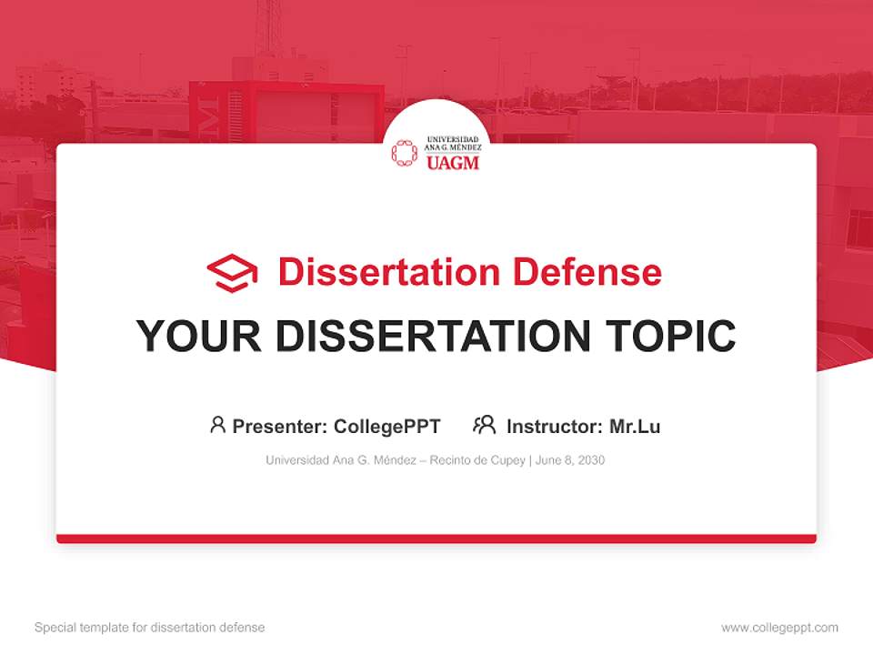Universidad Ana G. Méndez – Recinto de Cupey Graduation Thesis Defense PPT Template4:3 ratio PPT effect preview image7