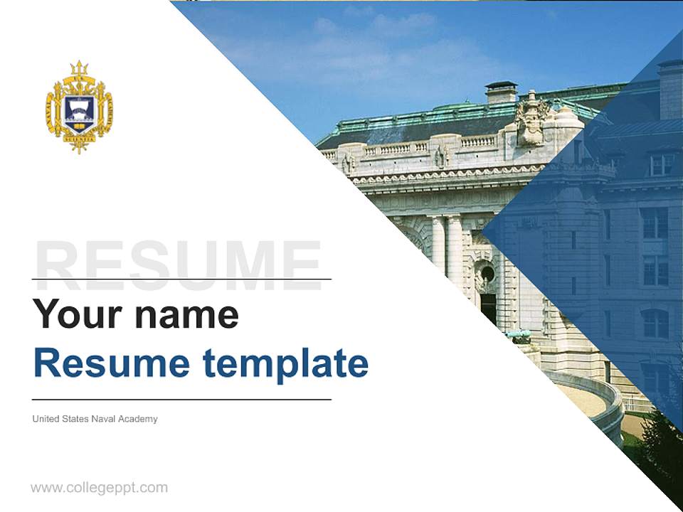 United States Naval Academy Resume PPT Template4:3 ratio PPT effect preview image5