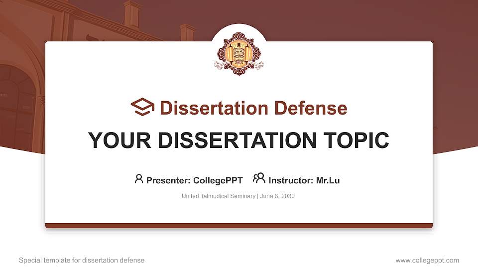 United Talmudical Seminary Graduation Thesis Defense PPT Template16:9 ratio PPT effect preview image1