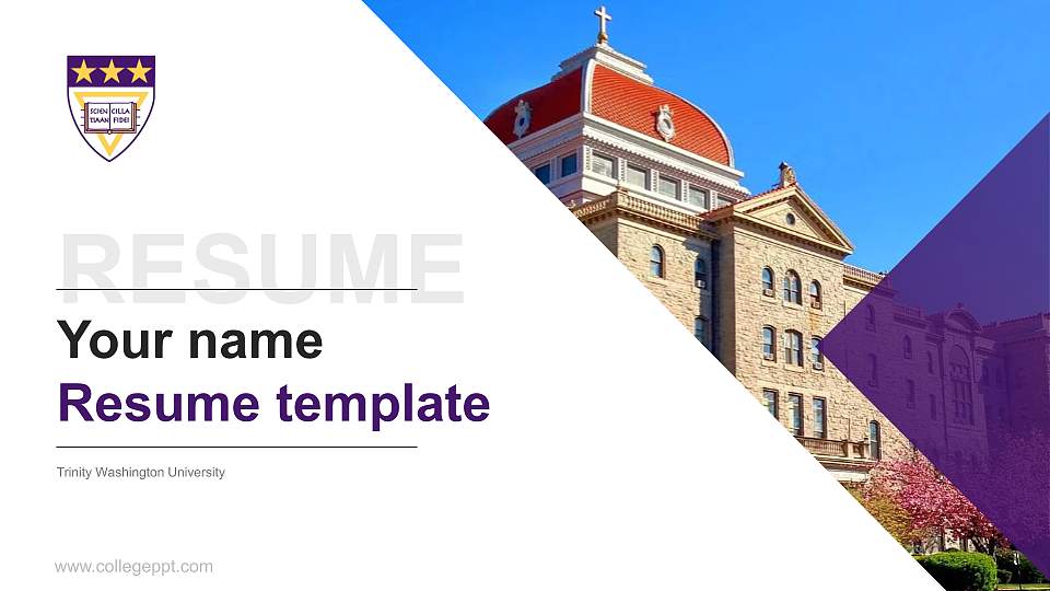 Trinity Washington University Resume PPT Template16:9 ratio PPT effect preview image