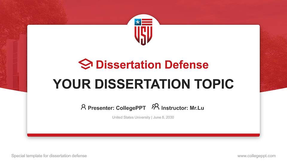 United States University Graduation Thesis Defense PPT Template16:9 ratio PPT effect preview image
