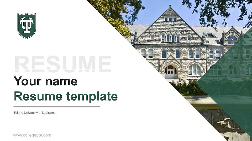 Tulane University of Louisiana Resume PPT Template16:9 ratio PPT effect preview image