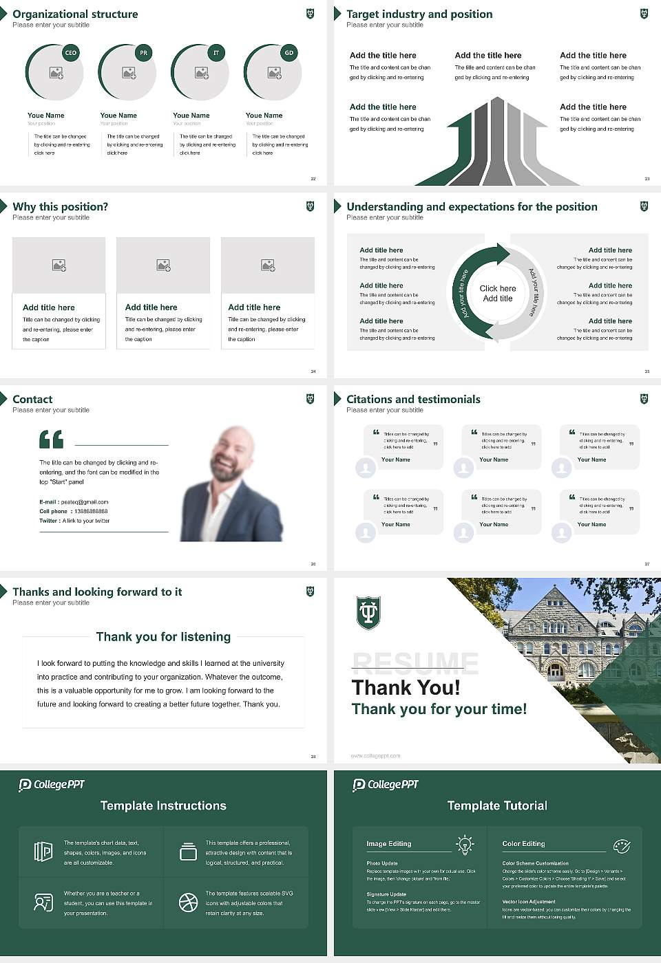 Tulane University of Louisiana Resume PPT Template16:9 ratio PPT effect preview image4