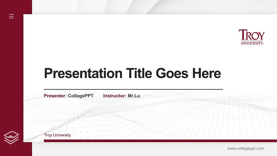 Troy University Thesis Proposal/Graduation Defense PPT Template16:9 ratio PPT effect preview image