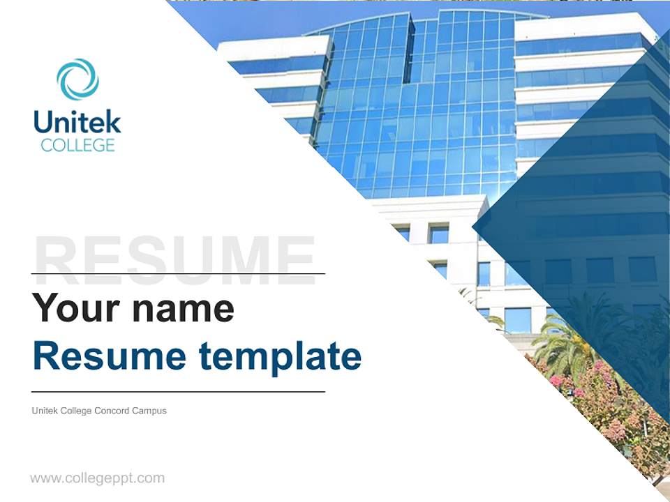 Unitek College Concord Campus Resume PPT Template4:3 ratio PPT effect preview image5