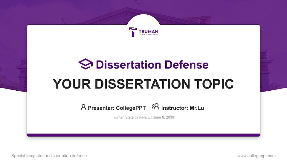 Truman State University Graduation Thesis Defense PPT Template16:9 ratio PPT effect preview image