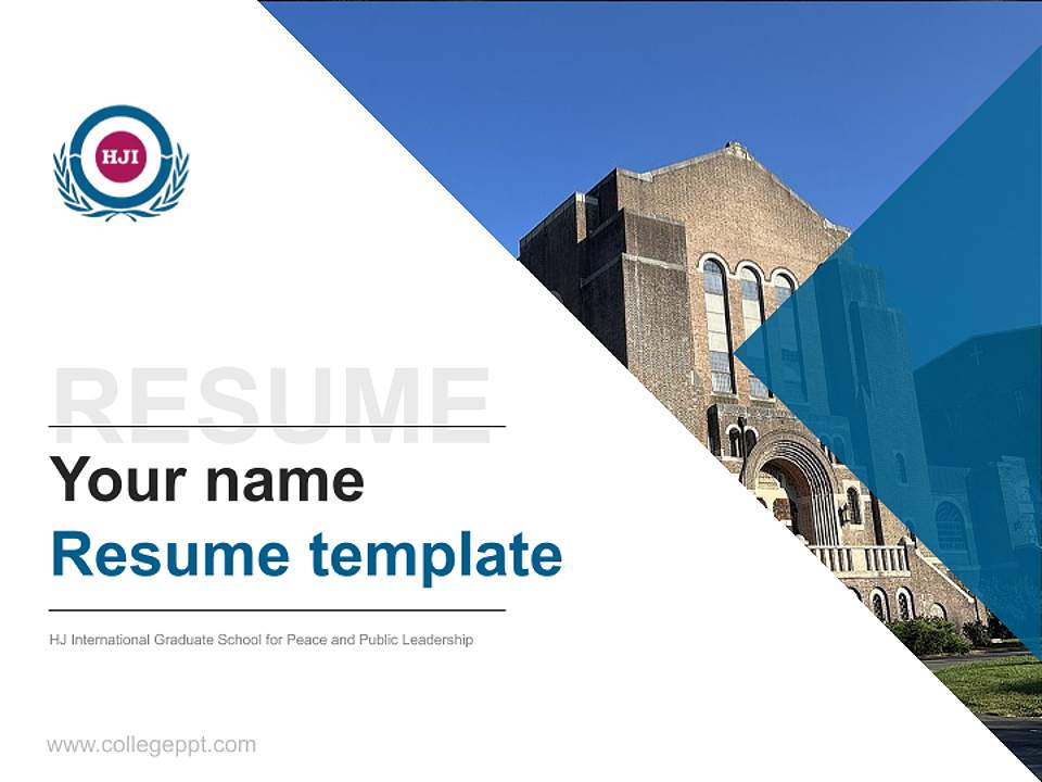 HJ International Graduate School for Peace and Public Leadership Resume PPT Template4:3 ratio PPT effect preview image5