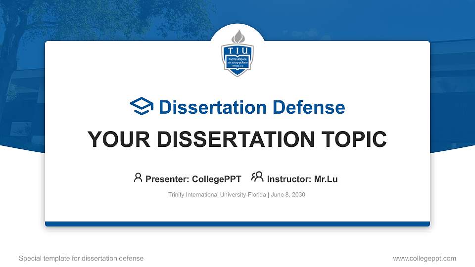 Trinity International University-Florida Graduation Thesis Defense PPT Template16:9 ratio PPT effect preview image