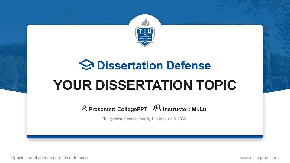 Trinity International University-Illinois Graduation Thesis Defense PPT Template16:9 ratio PPT effect preview image