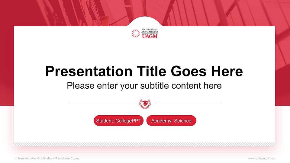 Universidad Ana G. Méndez – Recinto de Cupey National Scholarship Defense PPT Template16:9 ratio PPT effect preview image