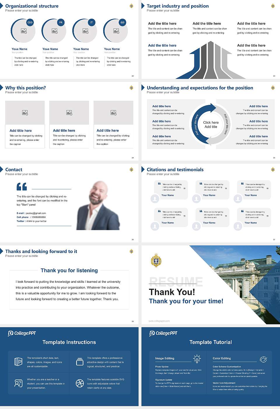 United States Naval Academy Resume PPT Template16:9 ratio PPT effect preview image4