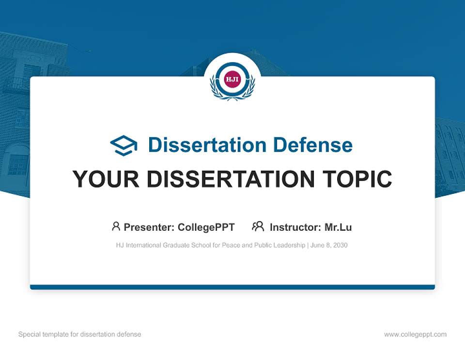 HJ International Graduate School for Peace and Public Leadership Graduation Thesis Defense PPT Template4:3 ratio PPT effect preview image7