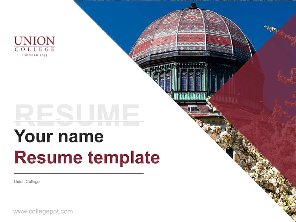 Union College Resume PPT Template4:3 ratio PPT effect preview image5
