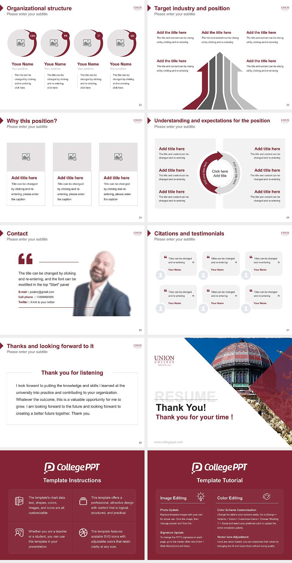 Union College Resume PPT Template4:3 ratio PPT effect preview image4
