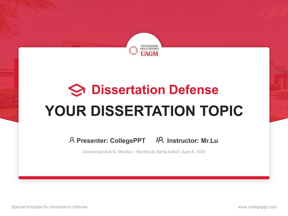 Universidad Ana G. Méndez – Recinto de Santa Isabel Graduation Thesis Defense PPT Template4:3 ratio PPT effect preview image7