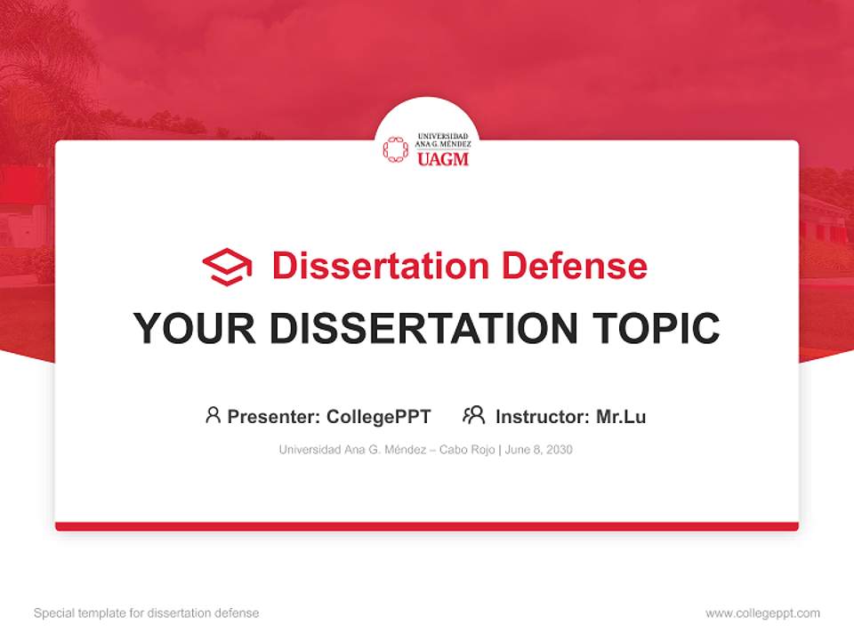 Universidad Ana G. Méndez – Cabo Rojo Graduation Thesis Defense PPT Template4:3 ratio PPT effect preview image7