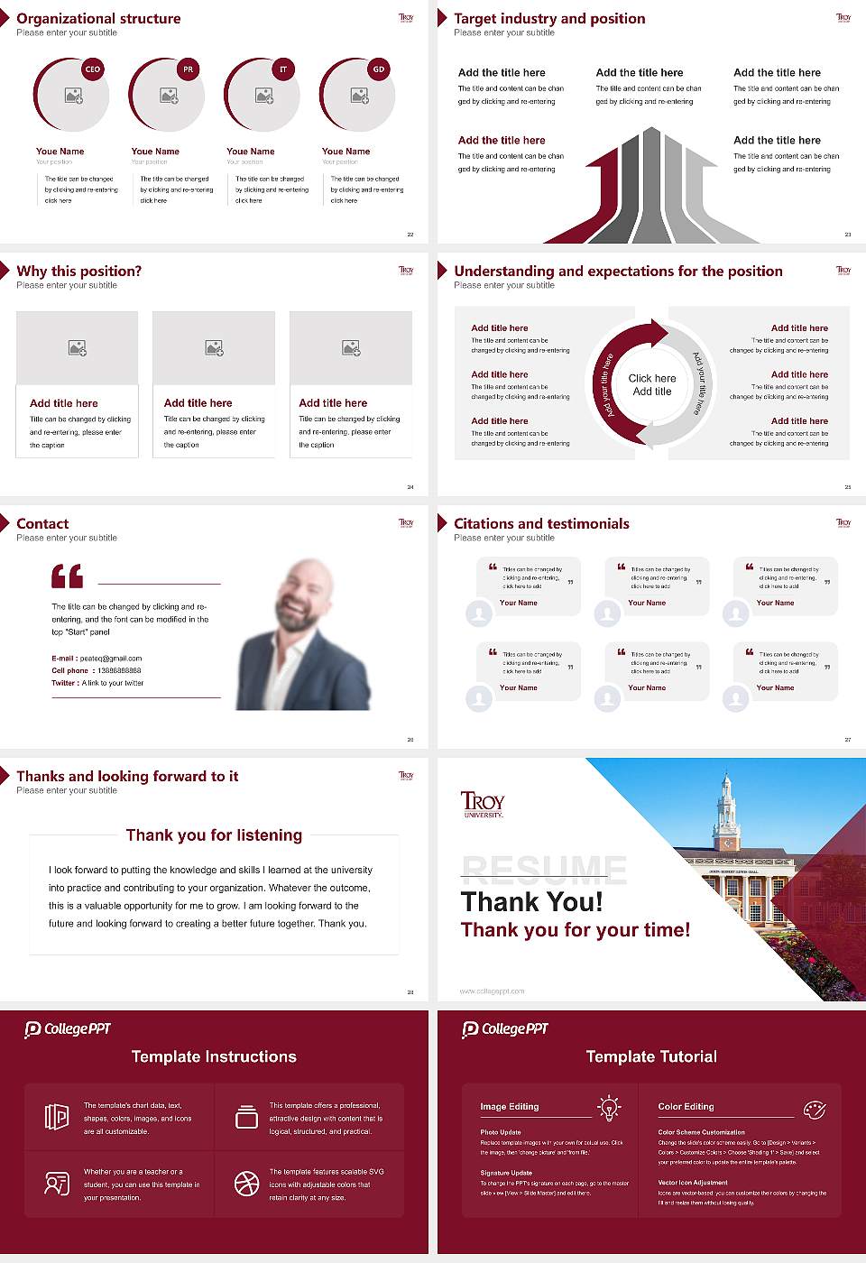 Troy University Resume PPT Template16:9 ratio PPT effect preview image4