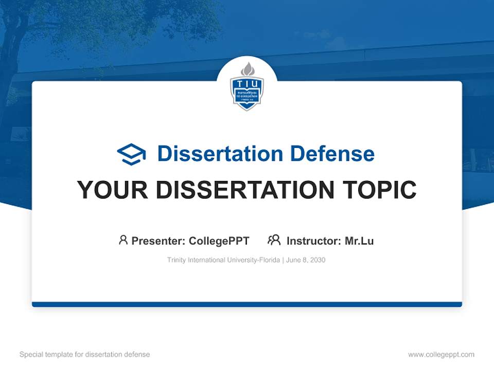 Trinity International University-Florida Graduation Thesis Defense PPT Template4:3 ratio PPT effect preview image7