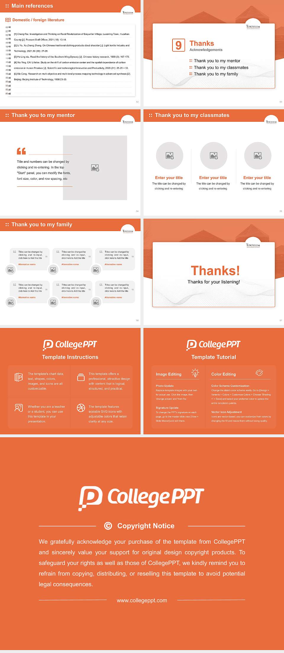 Tusculum University Graduation Thesis Defense PPT Template4:3 ratio PPT effect preview image7