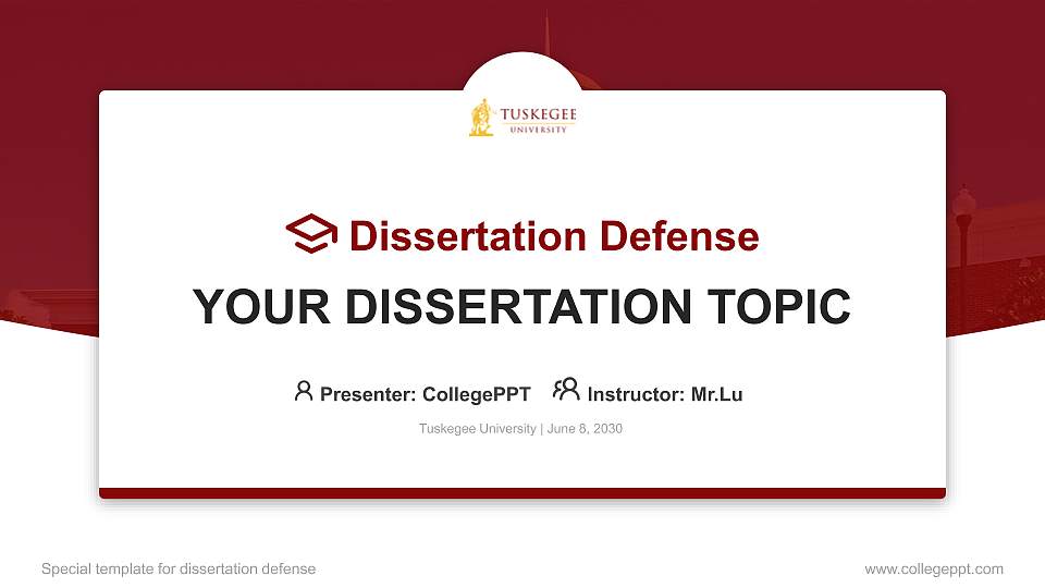 Tuskegee University Graduation Thesis Defense PPT Template16:9 ratio PPT effect preview image