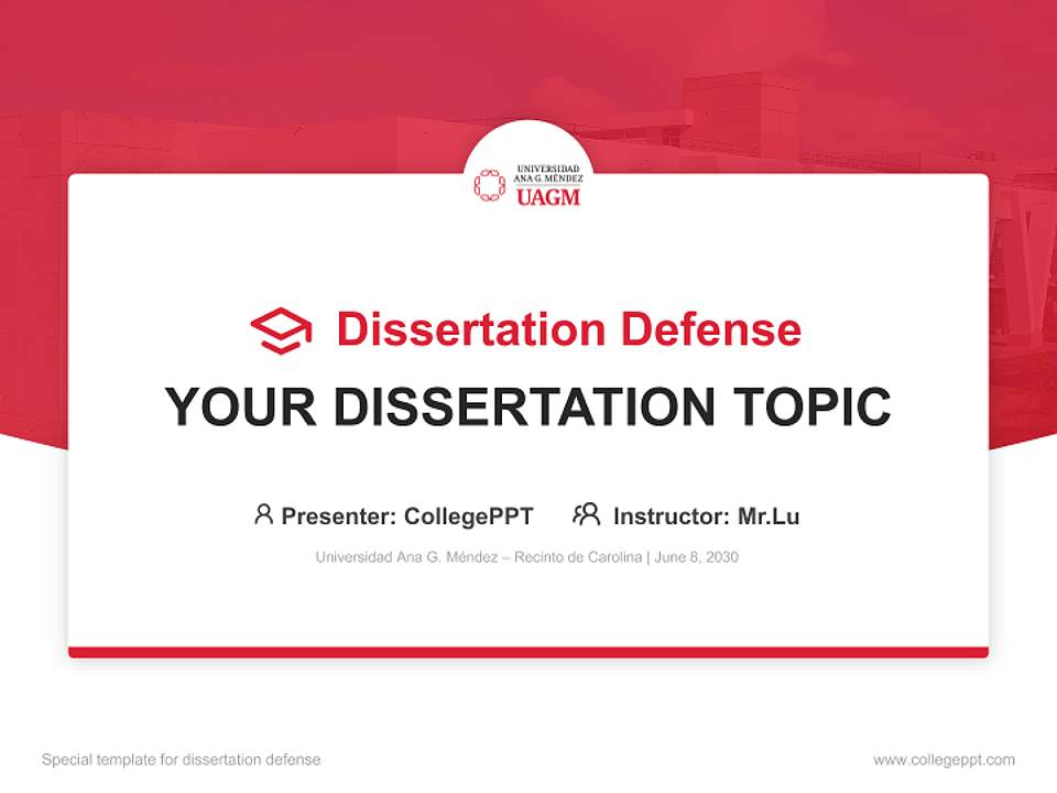 Universidad Ana G. Méndez – Recinto de Carolina Graduation Thesis Defense PPT Template4:3 ratio PPT effect preview image7