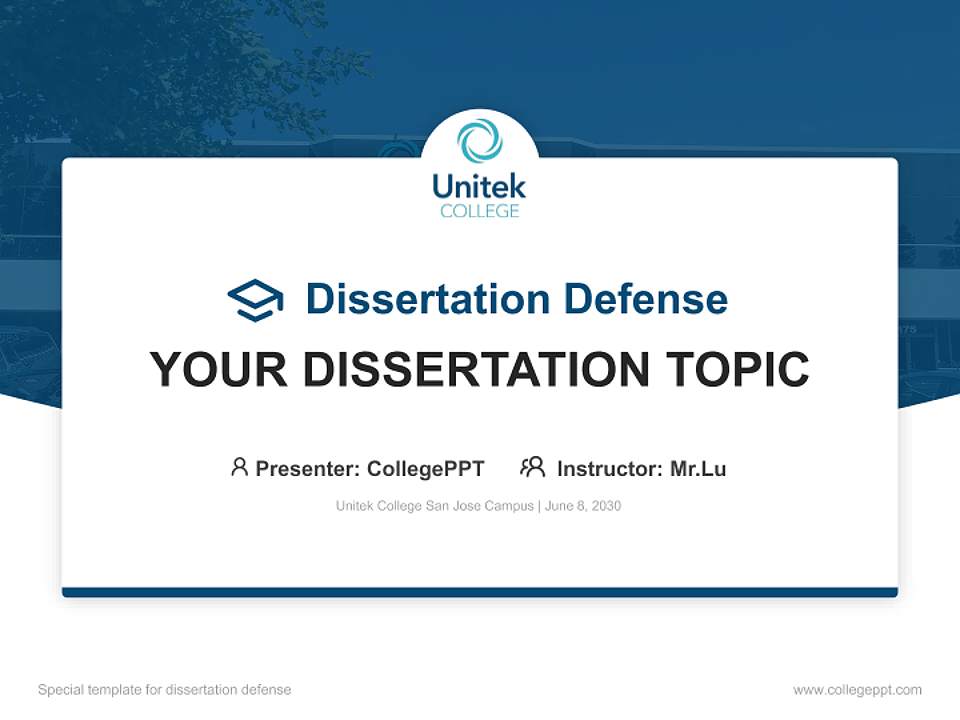 Unitek College San Jose Campus Graduation Thesis Defense PPT Template4:3 ratio PPT effect preview image7