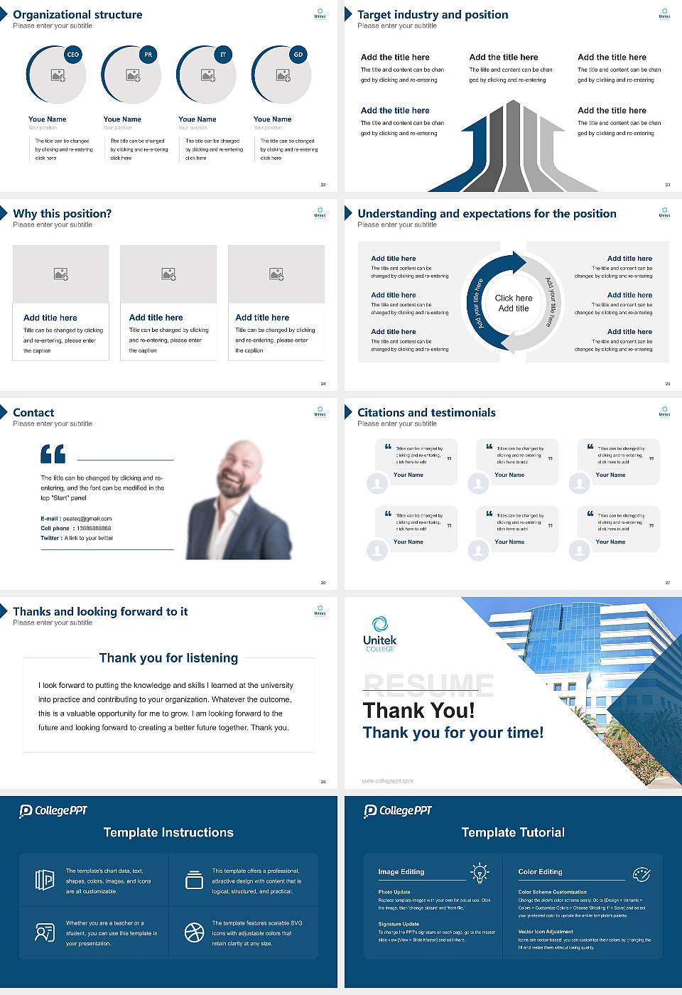 Unitek College Concord Campus Resume PPT Template16:9 ratio PPT effect preview image4