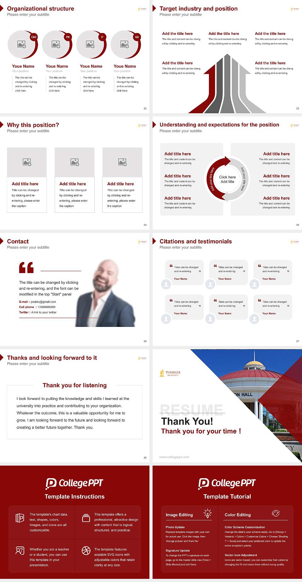 Tuskegee University Resume PPT Template4:3 ratio PPT effect preview image4
