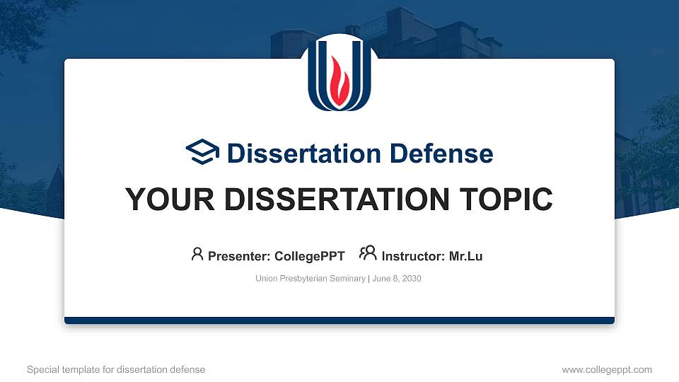 Union Presbyterian Seminary Graduation Thesis Defense PPT Template16:9 ratio PPT effect preview image