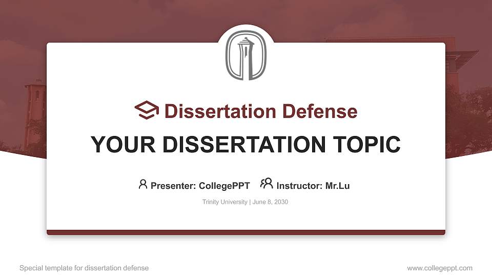 Trinity University Graduation Thesis Defense PPT Template16:9 ratio PPT effect preview image